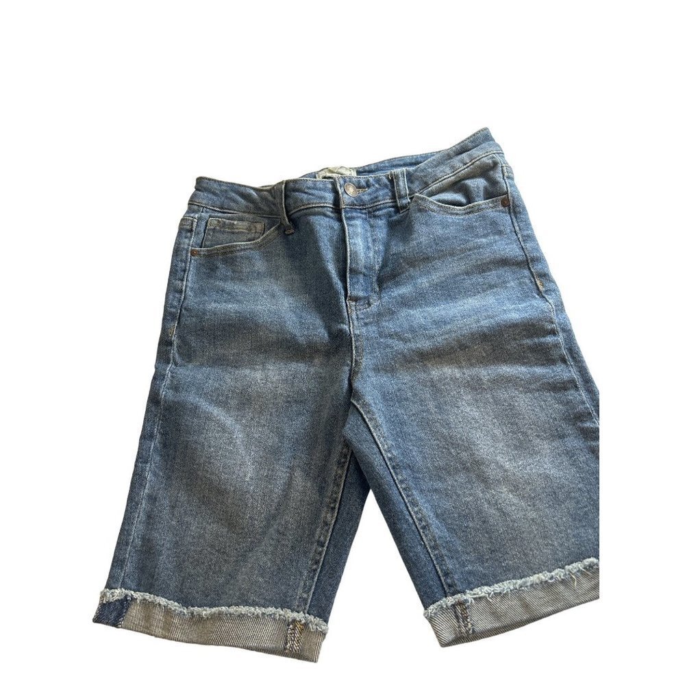 Sky and Sparrow Womens Jrs Jean Shorts Cut Off Rolled Cuff Raw Hem Size 9